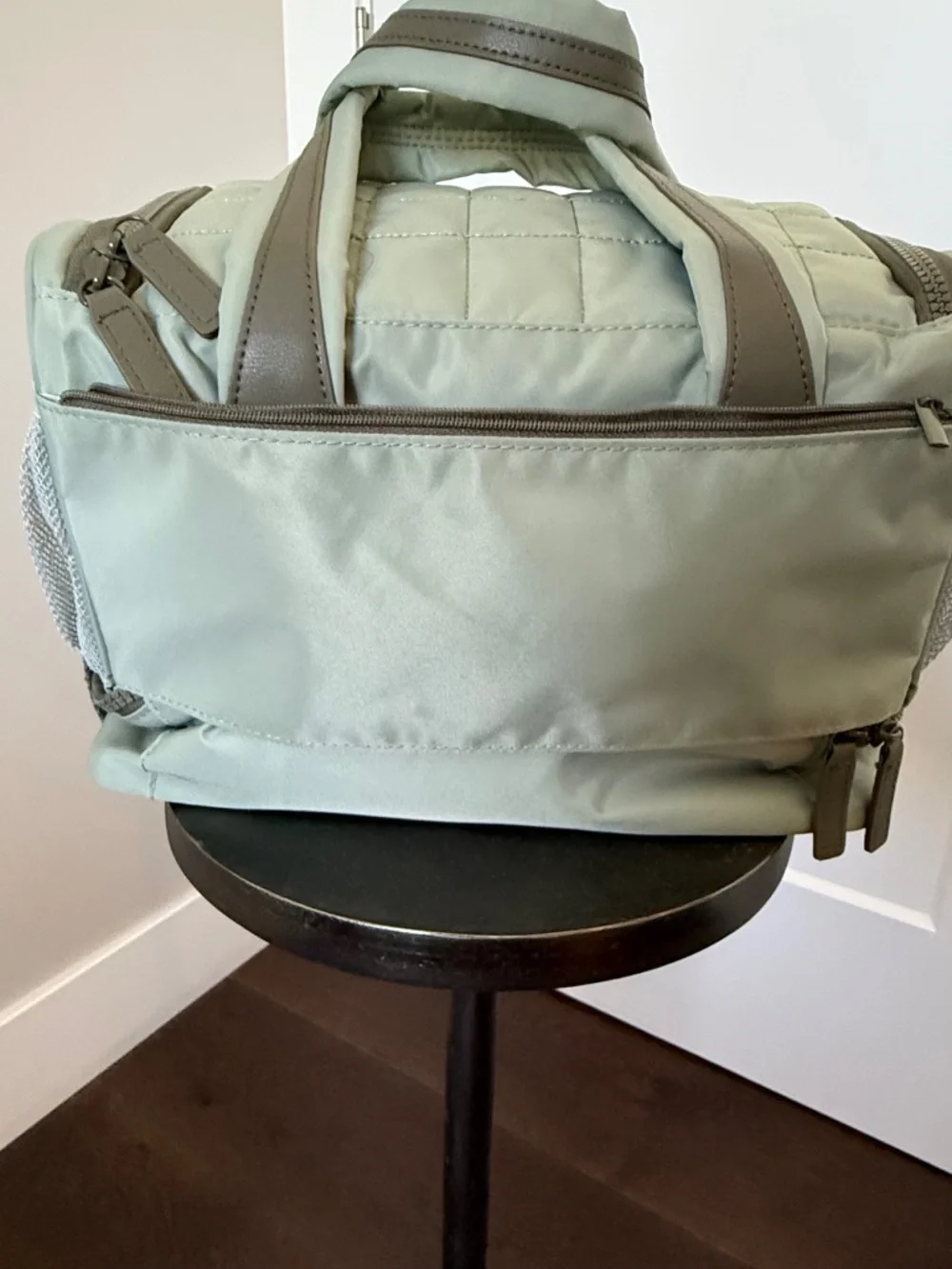 Makeup Weekender Travel Bag Cosmetic Organizer Sage Green Quilted Train Case
